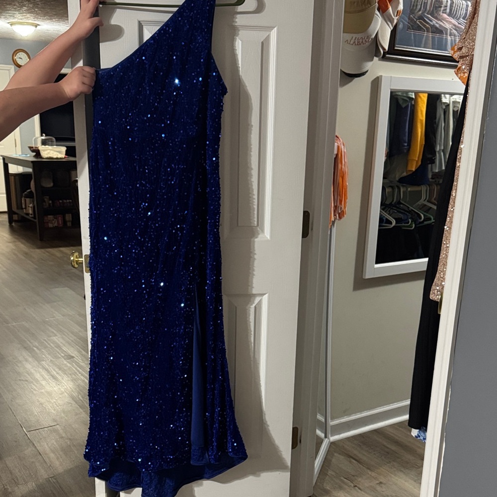 SHEIN Sparkling Blue One Shoulder Dress